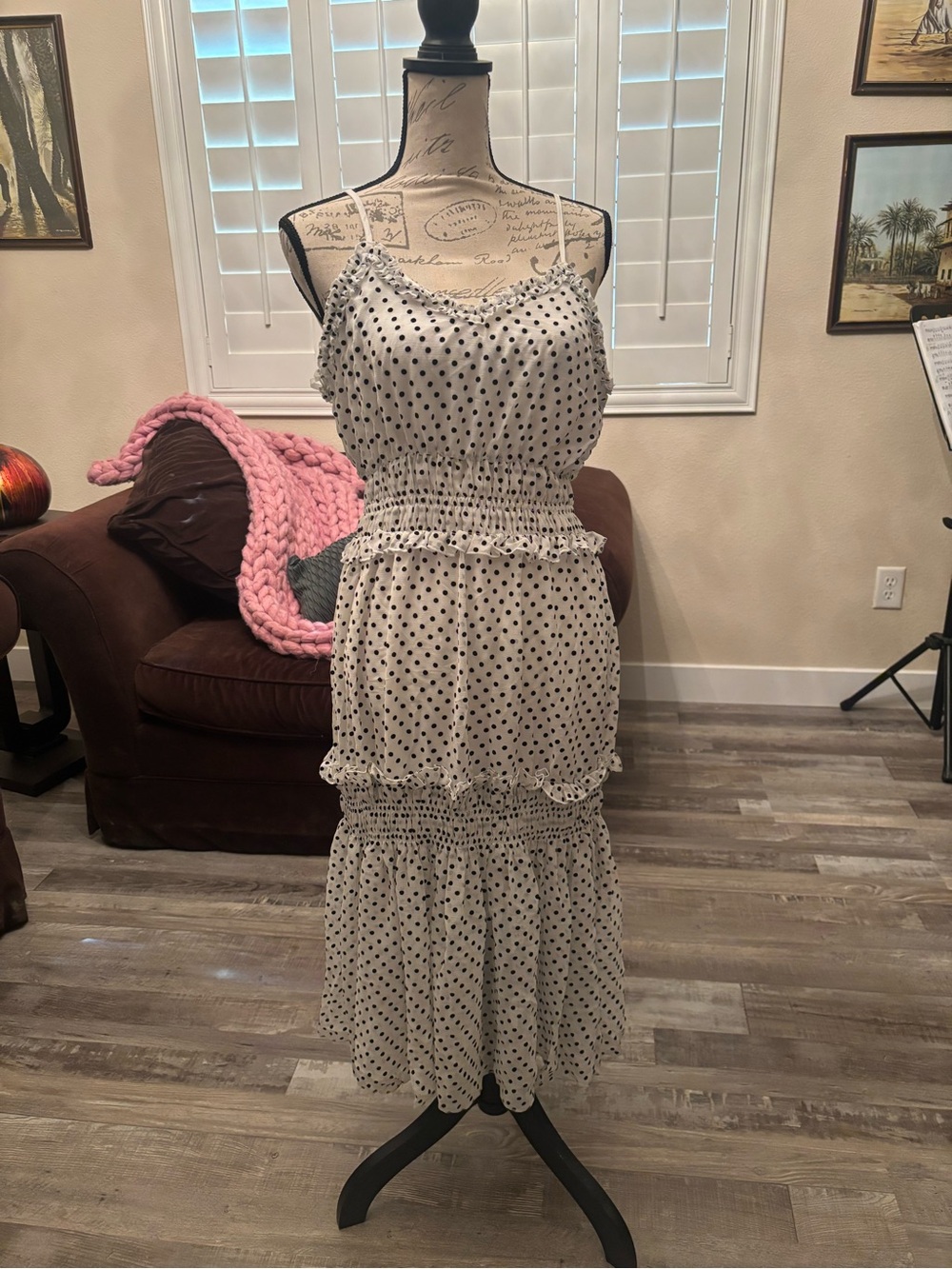 Melrose and Market White Polka Dot Midi Dress